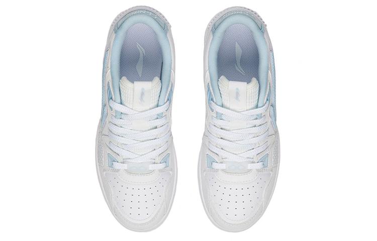 Li Ning Abrasion Resistant Breathable Abrasion Resistant Breathable Low top Skateboard Shoes Women's White Blue AGCS084-3