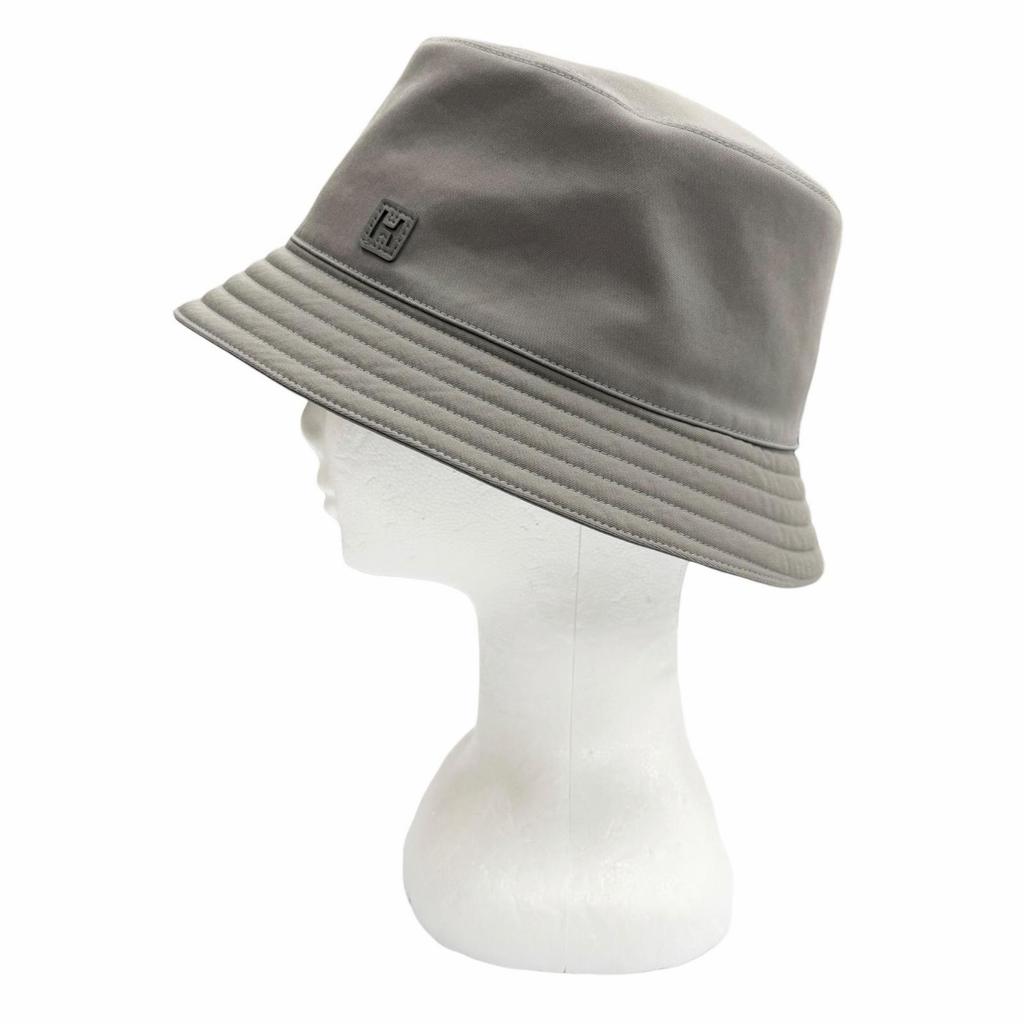 Excellent HERMES Hat Bucket with H Logo Patch Cotton Mens Used