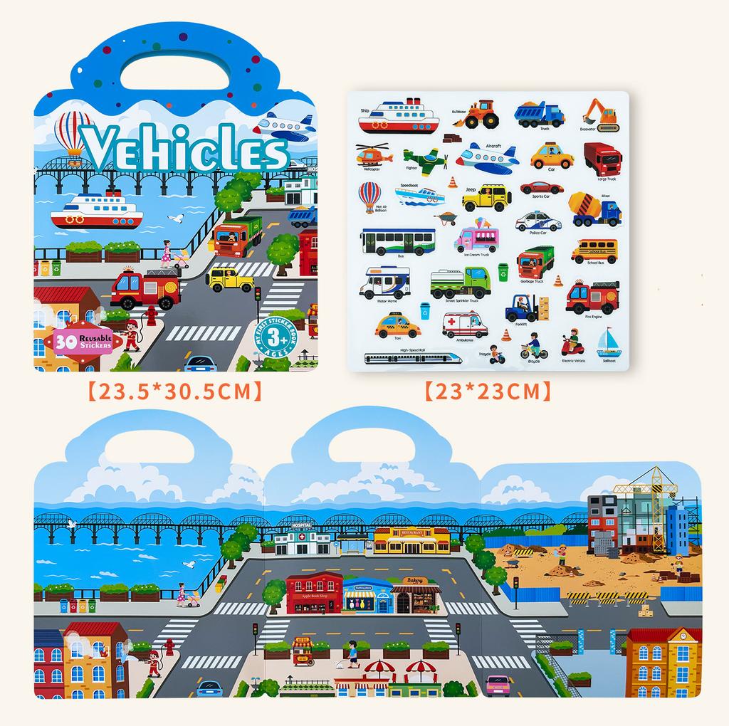 Wiederverwendbares Stickerbuch Frühe Bildung Szene DIY Puzzlespiel Konzentrationsförderung Aufklärung Klassisches Spielzeug für Kind Alter 2-4 Geschenke