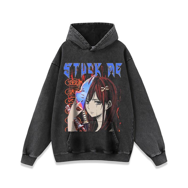 Unisex Oversized Streetwear Hoodie With Cartoon Print Cotton Long Sleeve Pullover Winter Casual Wear