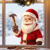 Holiday Theme Wall Stickers Christmas Santa Claus Static Glass Sticker, Removable Window Reusable PVC Festive Decorations Clings for Living