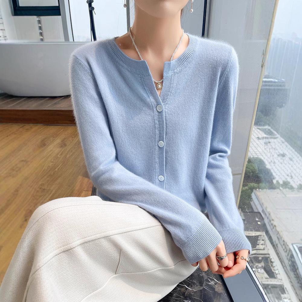 

Women s Long Sleeve Cashmere Cardigan - Autumn/Winter Round Neck Sweater for a Casual, Fashionable Look L (suitable for 115-125 jin) білий/вершковий