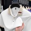 STORN High Quality Men's Short Sleeve Polo Shirt Light Luxury Business Style Comfort Casual Patchwork Neckline Fashion T-shirt