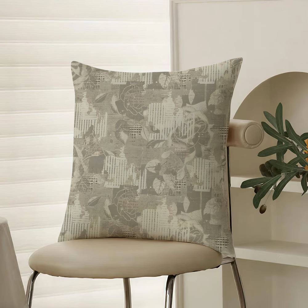 Retro Ink Prints Beautiful Pillow Case Comfort Sofa Bed Silky Elegant Invisible Zipper Decorative Cushion Cover