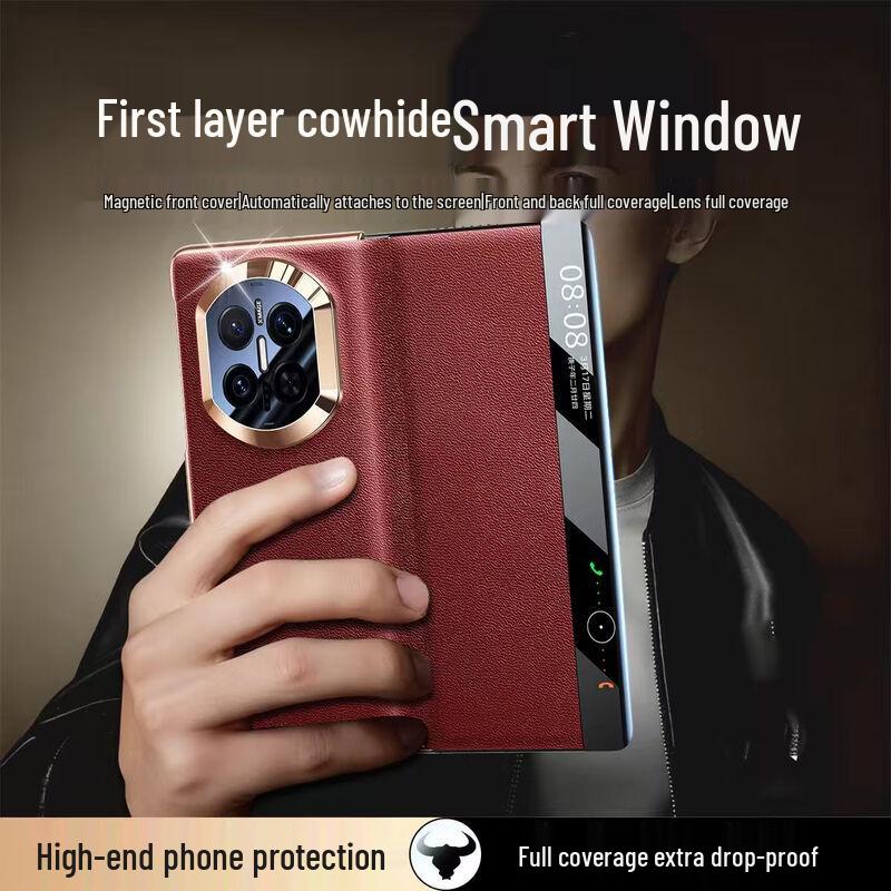 TWICEVERSE Echtleder Flip Case für Huawei Mate X7 / X7 Collector's Edition