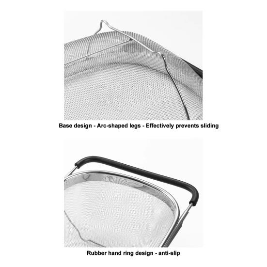 Sink Drain Basket Stainless Steel Mesh Strainer with Telescopic Double-Ear Handle Sink Basket Large Capacity Kitchen Colander for Washing And Draining