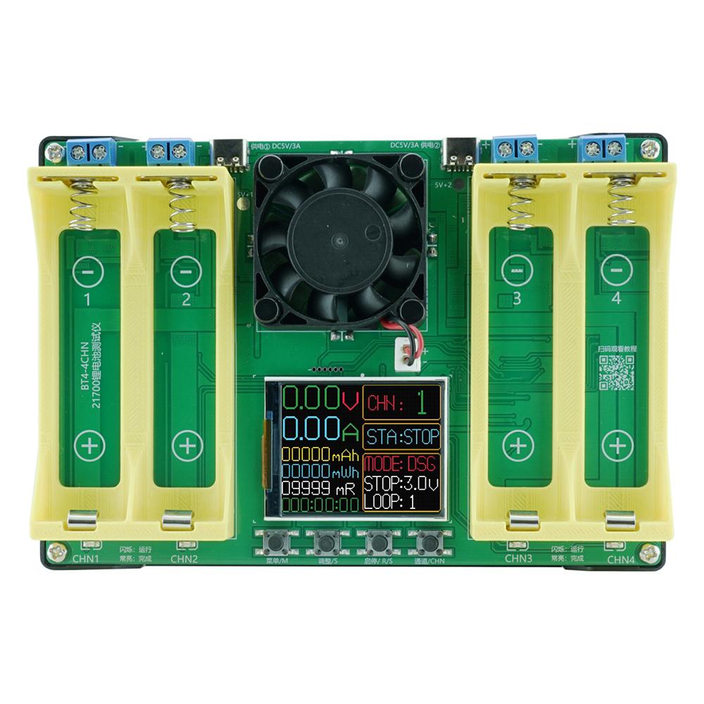 

BT4-21700 1.77-inch Color Screen 4-Channel Charge/Discharge Integrated Battery Tester DC 2Wire Internal Resistance MeasureType-C