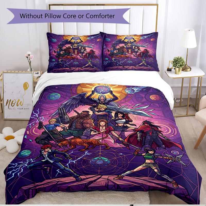 3pcs Duvet Cover Set (1*Duvet Cover + 2*Pillowcase, Without Core), Final Fantasy Print Soft All‑Season Bedding Set, Home Bedroom Decor Gift