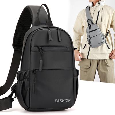 Wasserdichte Brusttasche für Herren, multifunktional, Oxford-Umhängetasche, Messenger-Reisetasche mit Öffnung für Kopfhörerkabel