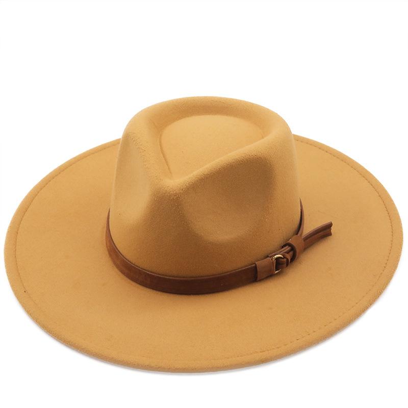 European, American autumn and winter wool woolen big-brimmed jazz top hat men's and women's fashion casual bow big-edged jazz hat felt hat