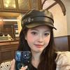 Fashion Y2k Gils Punk Beret Caps Gothic Black Pu Leather Flat Top Baseball Caps Vintage England Flat Women Berets Cosplay