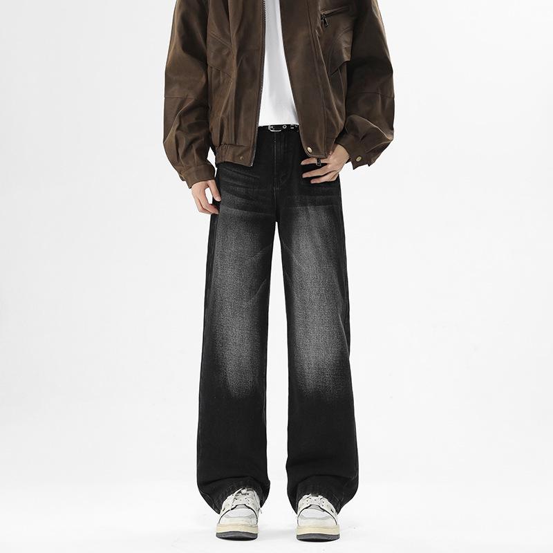 

Yadu - Four Seasons Washed Denim Loose Straight-Leg Pants, Spring/Autumn Casual Unisex Jeans 523. XL