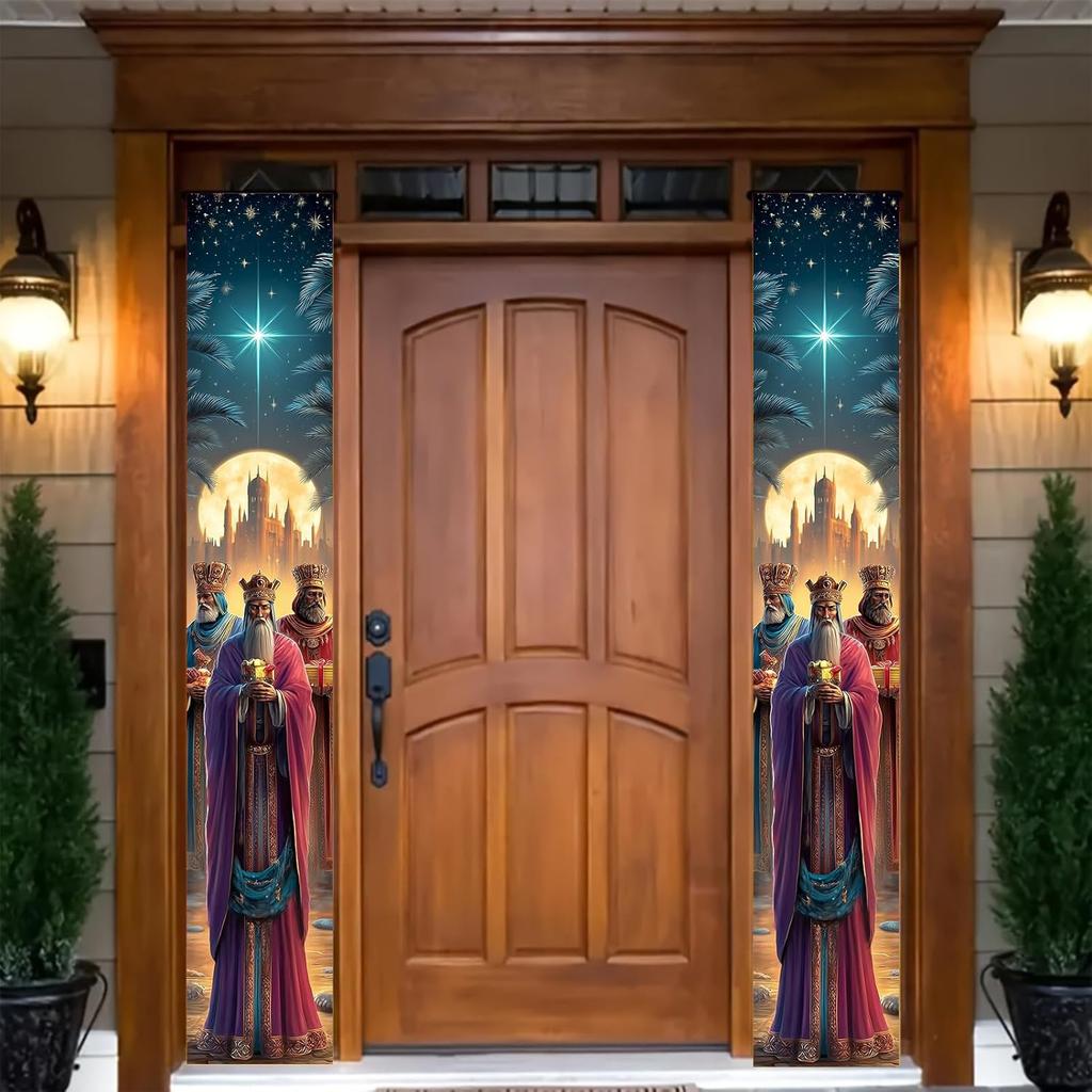 Three Kings Day Door Banner 71 x 12 Inch Vertical Hanging Decoration Epiphany Fiesta Día De Reyes Celebration Religious Holiday Porch Wall Entryway