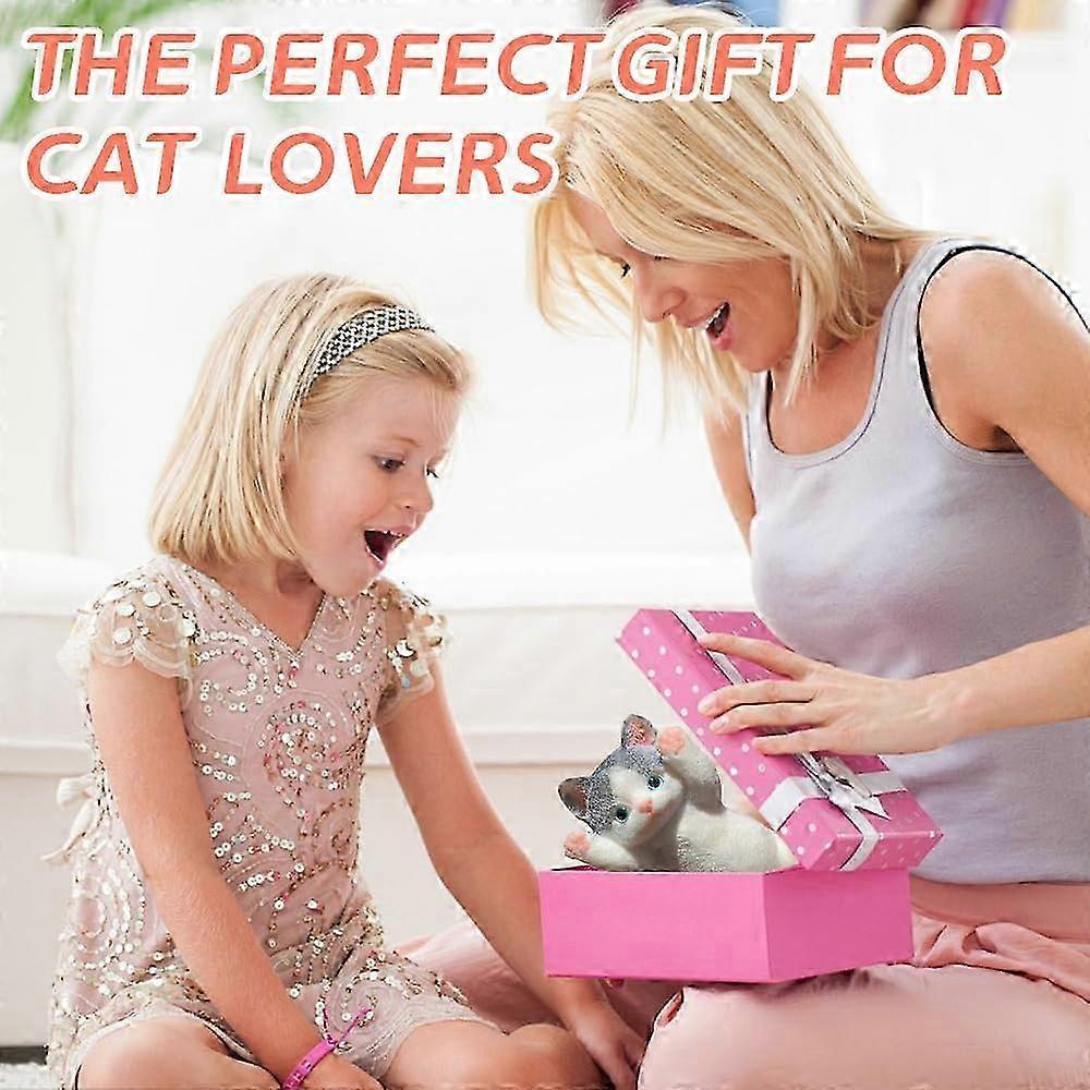 2-Pack Taba Cat Squishy for Kids Adults, Furry Chubby Cat Squishies Toys for Stress Relief, Super Soft Squeeze Fidget Toy 25-26s