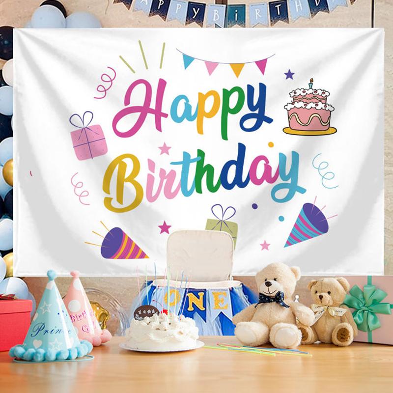 Happy Birthday Celebrate Tapestry Wall Hanging Wall Blanket Tapestry Art Home Decorations for Living Room Bedroom Dorm Decor