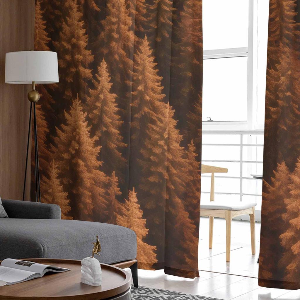 Wallpaper Forest Tree Autumn Tulle Window Curtains for Bedroom Luxury Home Decor Drapes In Living Room Chiffon Panels