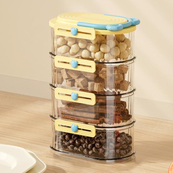 3/4/5 ks Uzavřená sklenice Stohovatelná sada úložných boxů na koření Kompaktní design Průhledné nádoby na koření Organizér do zásuvky na koření