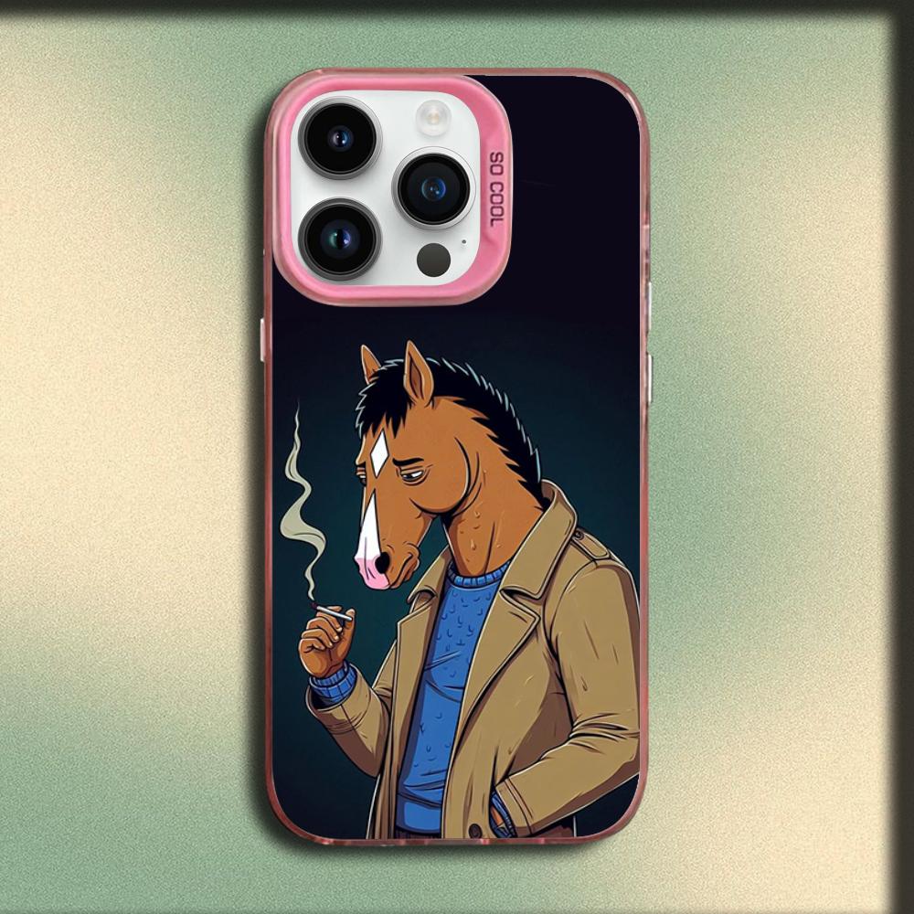 B-BoJack Horseman Phone Case For iPhone 16,15,14,13,12,11,Mini,Pro,MAX Pink Matte Silicone Cover