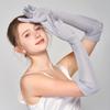 Yu Yue Mulberry Silk Sun Protection Arm Sleeves for Women - Long, Solid Color Driving Gloves