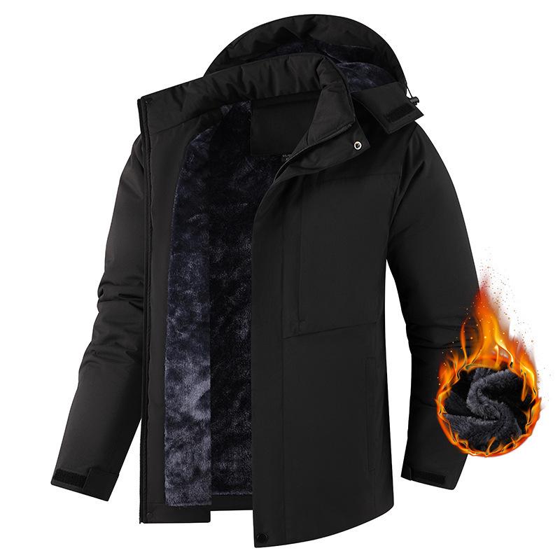 Men's Plus Size Waterproof Windproof Fleece-Lined Winter Mountaineering Jacket
