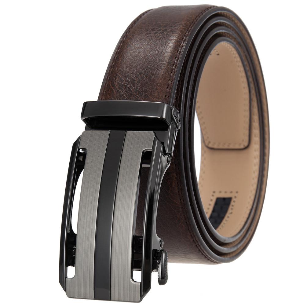 1Pcs Fashion Automatic Buckle Belt, Men'S Belt, Two-Layer Cowhide, Belt Belt Ly36-35409-1