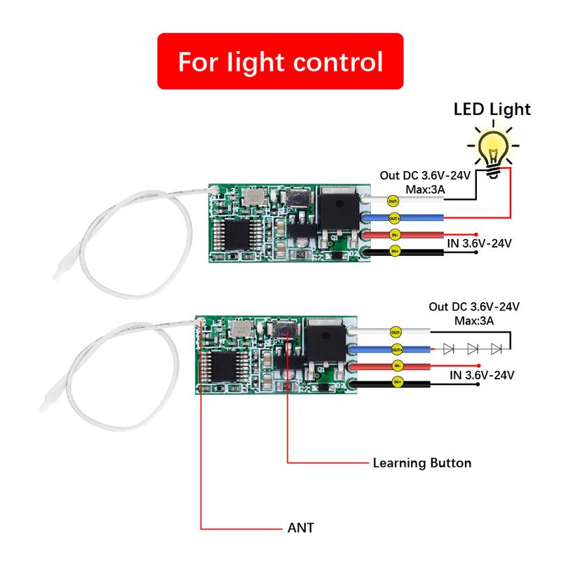 RF 433MHz Mini Wireless Relay Remote Control Switch DC 3.6V 5V 9V 12V 24V Receiver LED Lamp Controller Transmitter