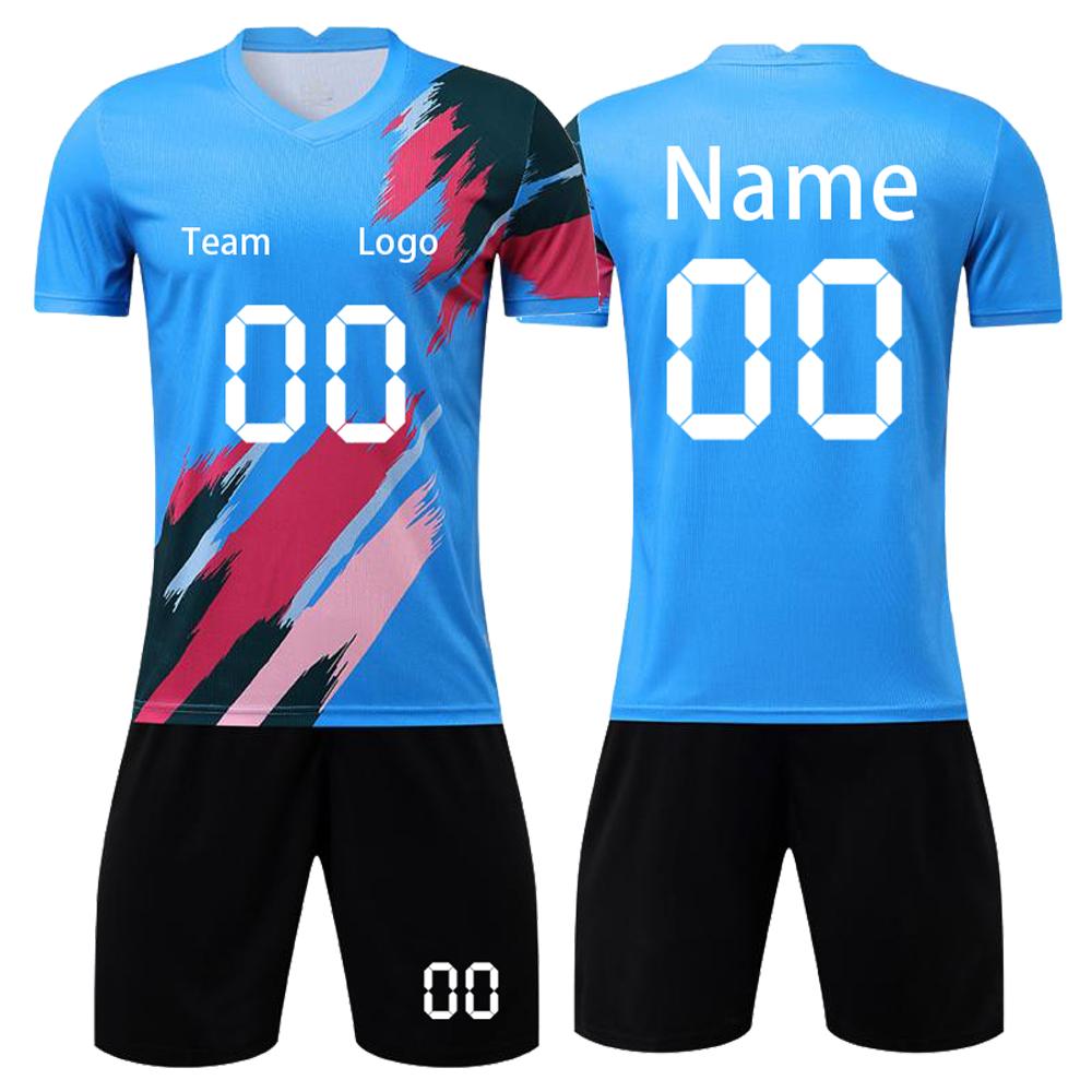 Custom Soccer Uniform Set Personalized Team Number Athletic Sportswear for Men and Youth 16 синий