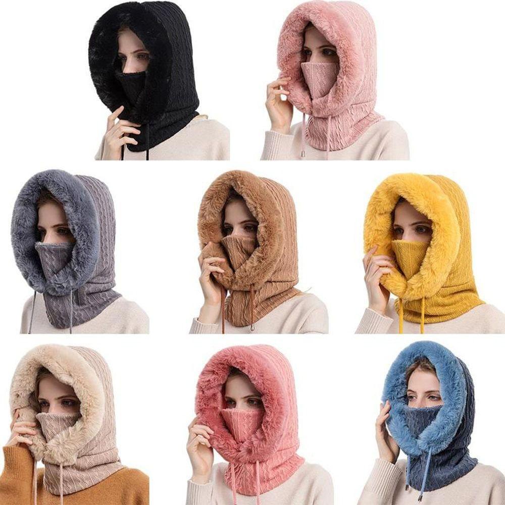 Scarf Neck Warmer Plush Bib Hat Collar Ear Protection Hat Plush Hat Bib Hat Beanie Hat  Hat