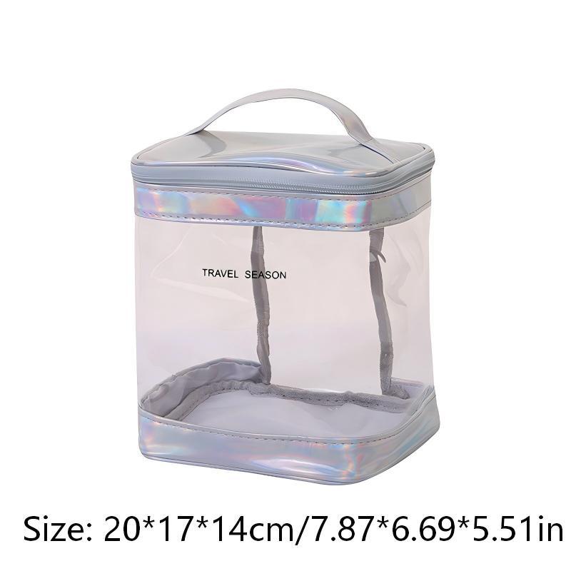 Trendy Laser Transparent Makeup Bag Portable Minimalist Handbag Travel Cosmetic Pouch Waterproof PVC Clear Toiletry Bags