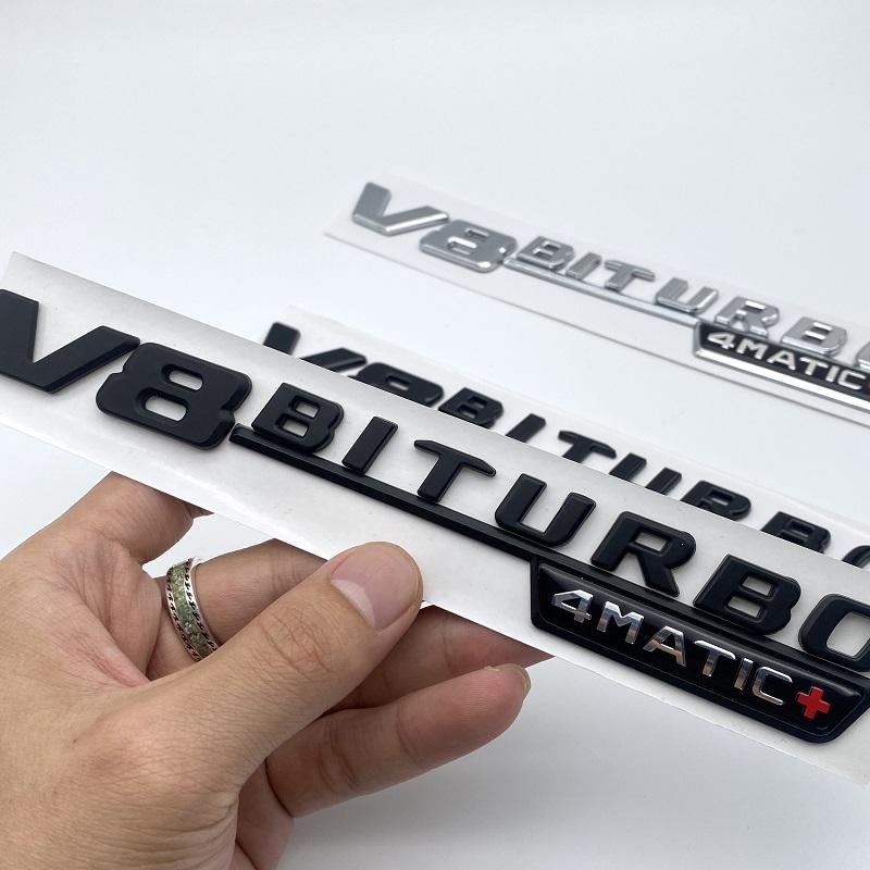 3D Silver Black Letters GLS63 V8 Biturbo ABS Emblem for Mercedes Benz AMG X166 Car Styling Fender Trunk Nameplate Logo Sticker