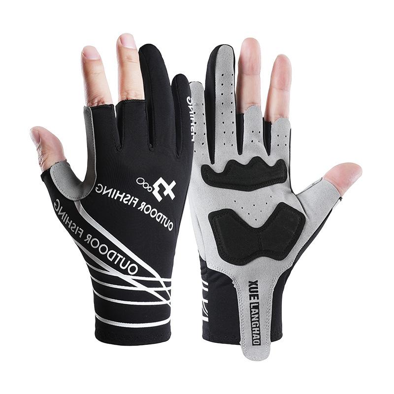 Sun Protection Fishing Gloves Sun Protection Men and Women Outdoor Sports Gloves Exposed Three Finger Ice Silk Fitness Cycling Fishing Gloves·