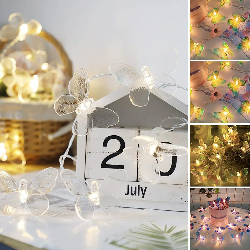 10LED Butterfly Transparent LED 150CM String Lights Home Decor Waterproof for Weddings Light String Colorful Battery Powered