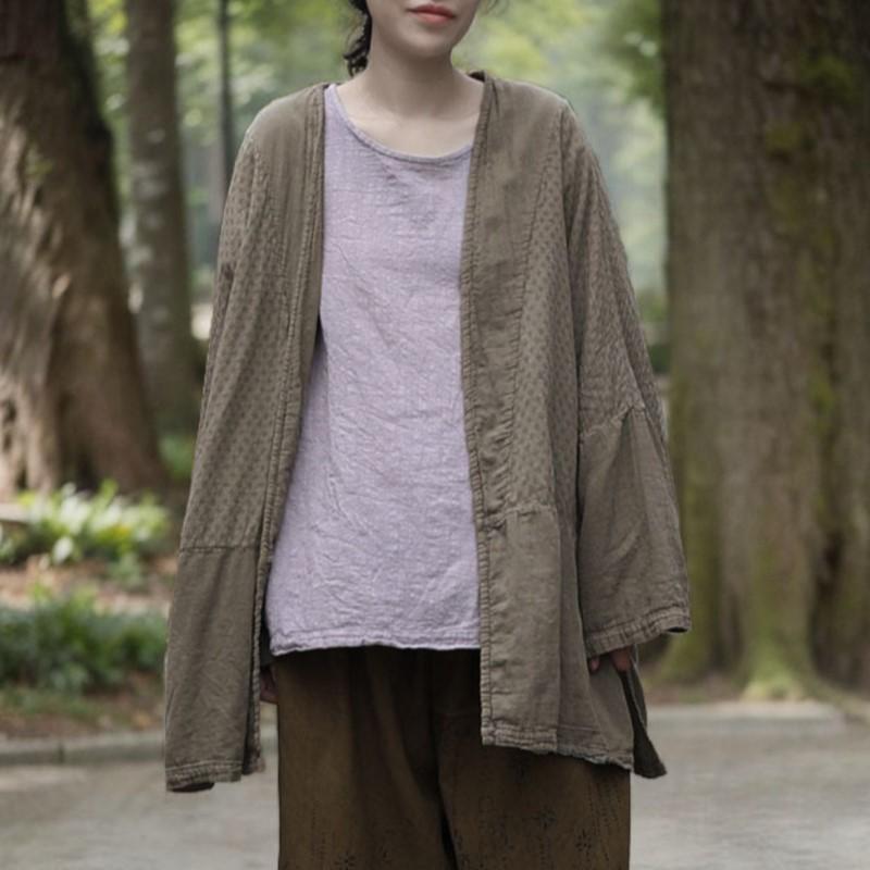 

Johnature Women Vintage Shirts Patchwork Spring Women Loose Chinese Style Coats One Size