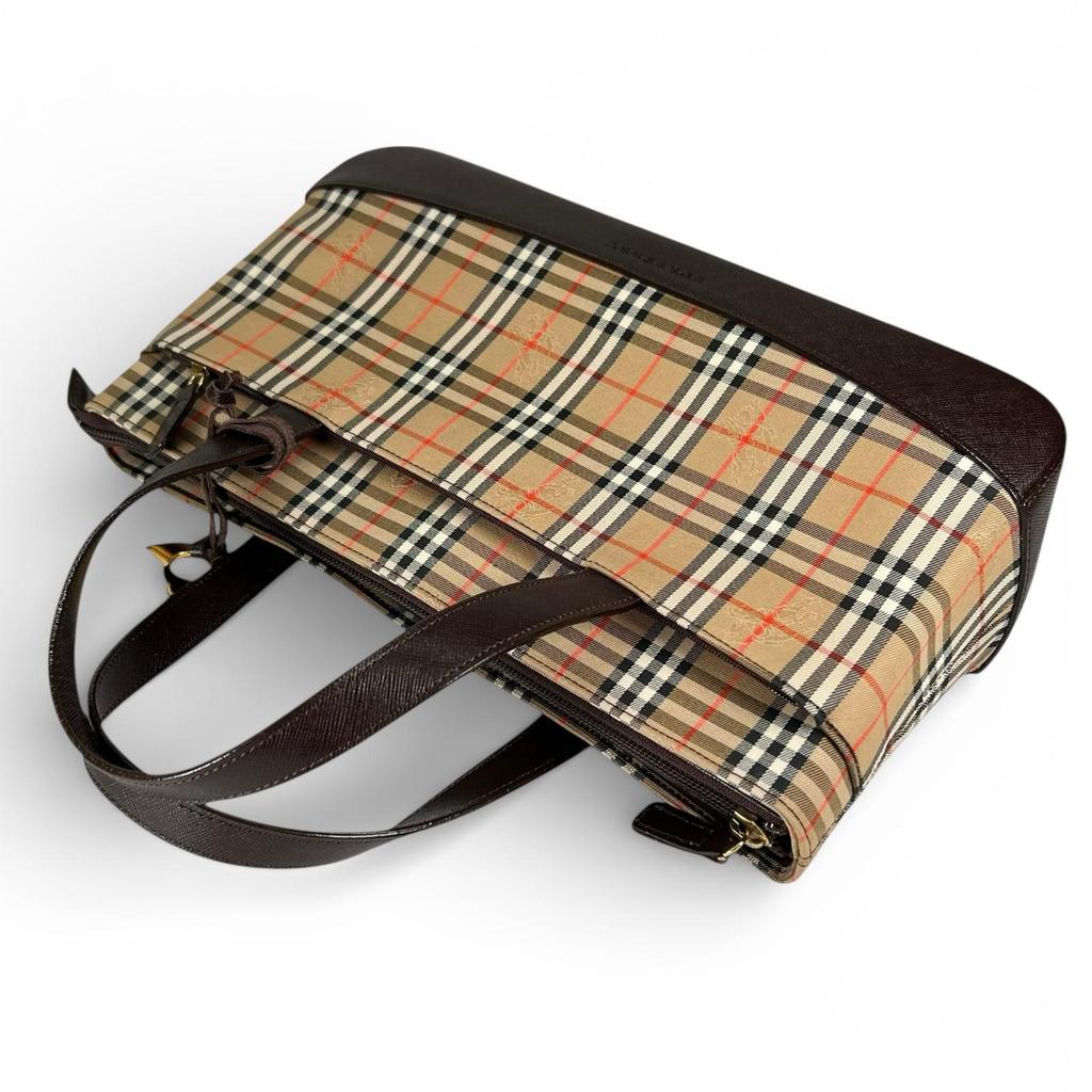 Pristine BURBERRY Handbag Nova Check Brown leather Women Used