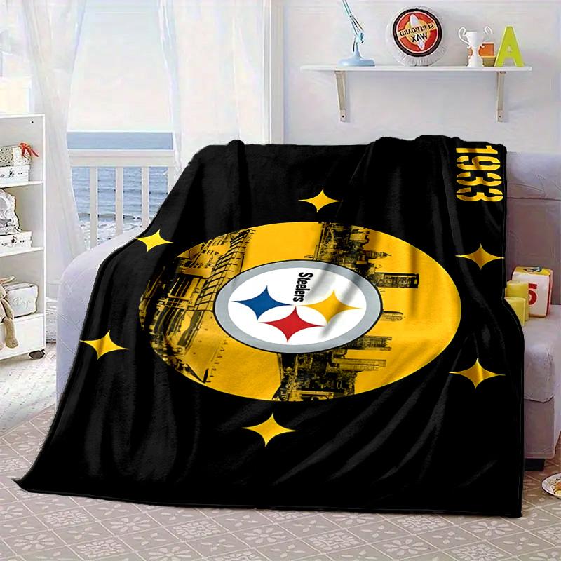 Pittsburgh Steelers Logo Art Portable Blanket/Soft Blanket Bedding Blanket Suitable for Travel Camping Living Rooms Offices Sofas Fan Gifts