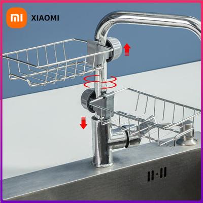 Hängendes Wasserhahnregal Verstellbare Höhe Flexibel und Drehbar Küchenspüle Abflusskorb Geeignet für Seife Schwämme Bürsten