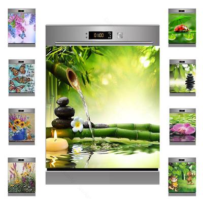 3D Bamboe Stromend Water Kaars Steen Vaatwasser Koelkast Freeze Sticker Kid's Art Koelkast Deur Cover Wallpaper Keuken Decor