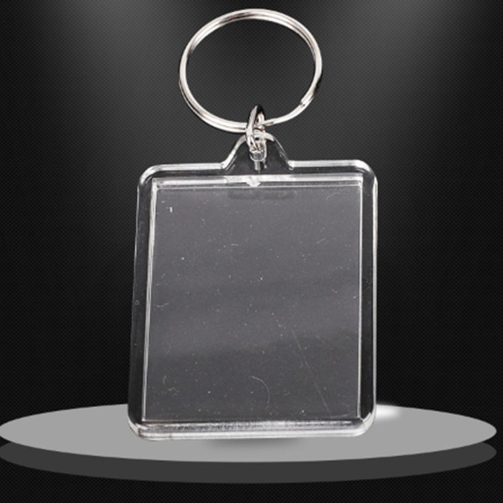 50Pcs Photo Frame Keyring Rectangular Transparent Key Ring Chain Keychain Picture Holder Pendant