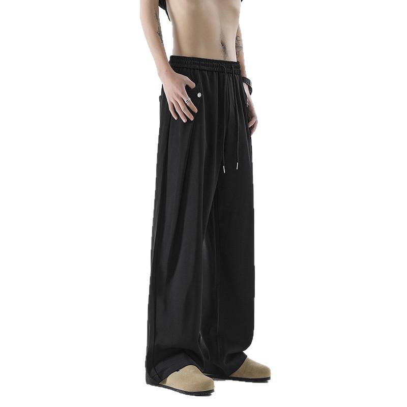 Ice Silk Pants Men's Summer Thin Drape Loose Wide-leg Pants American Trendy Brand Straight Casual Trousers