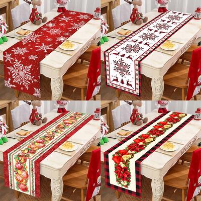 Tischläufer mit Schneeflockenmotiv, Weihnachtsdekoration für Zuhause 2026, Weihnachtstischdecke, Winterliche Festtagsdekoration für Küche und Esstisch