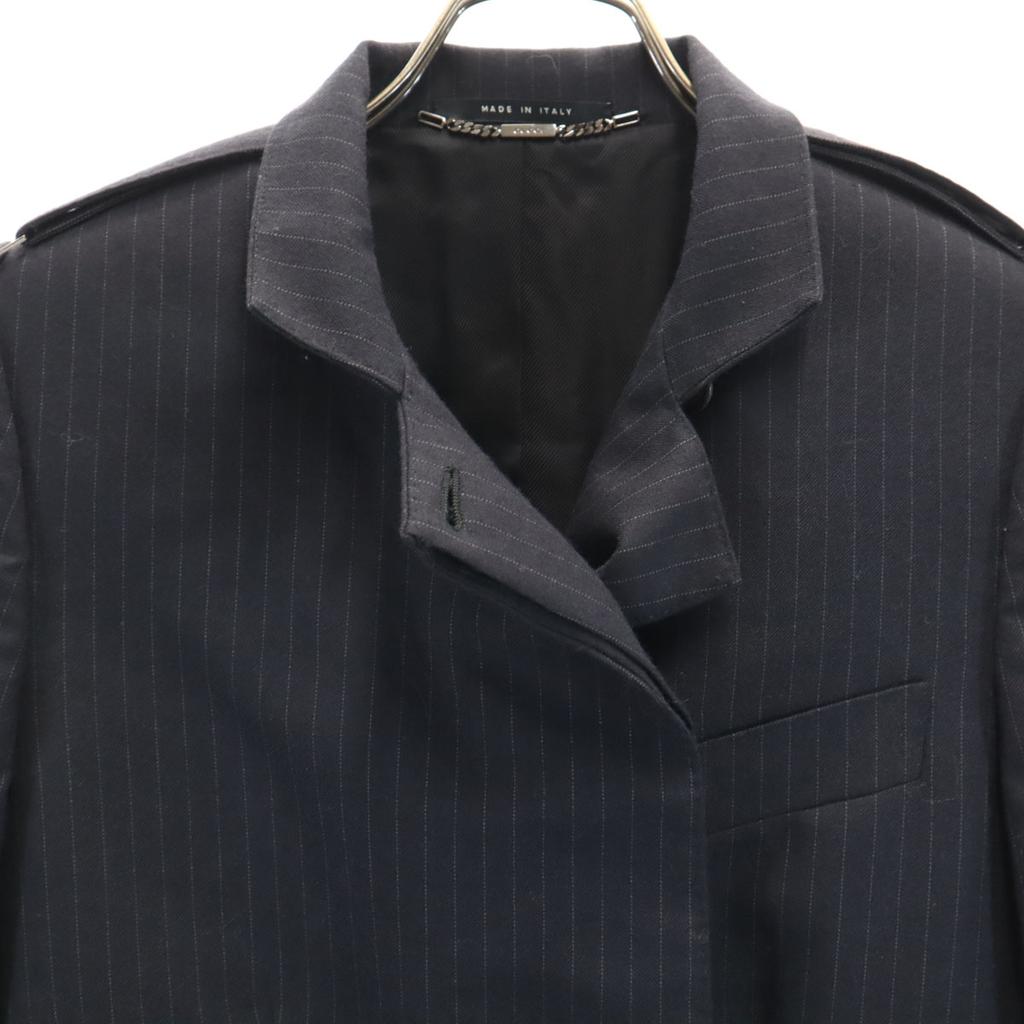 GUCCI Made in Italy Wool Blend Striped Pattern Jacket 38 black Women Used