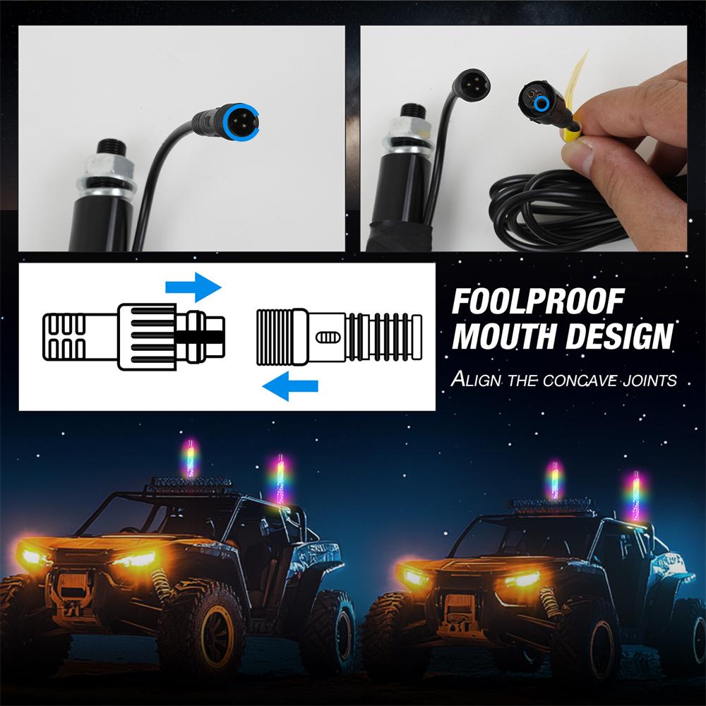 RGB Spiral Whip Light Pair for Truck SUV Jeep
