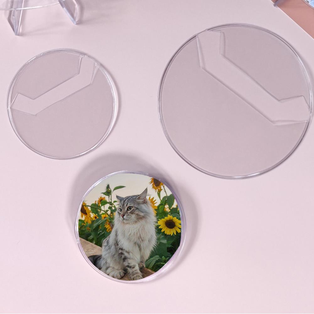 Transparent Badge Display Sleeve Round Card Storage Case Anime Badges Decoration Protective Sleeve PVC Badge Protector Case