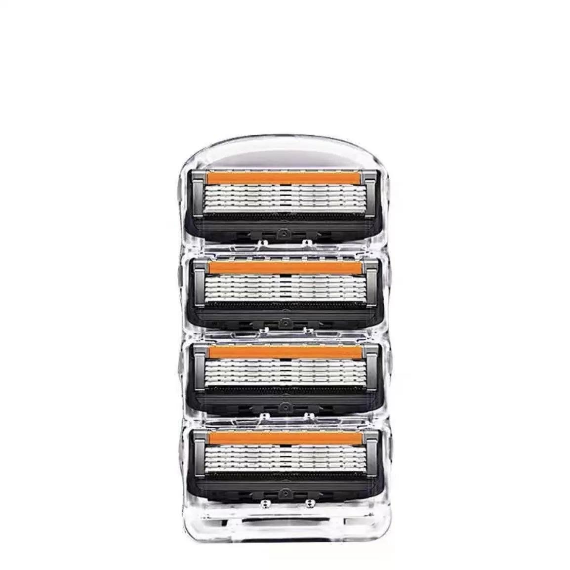 

Универсальная пятислойная ручная бритва с пеной для бритья, мужской держатель на 5 лезвий с оранжево-синими аксессуарами