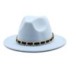 British Jazz Hat Men'S And Women'S Wool Hat Simple Felt Big Eave Hat Tide Flat Edge Hat