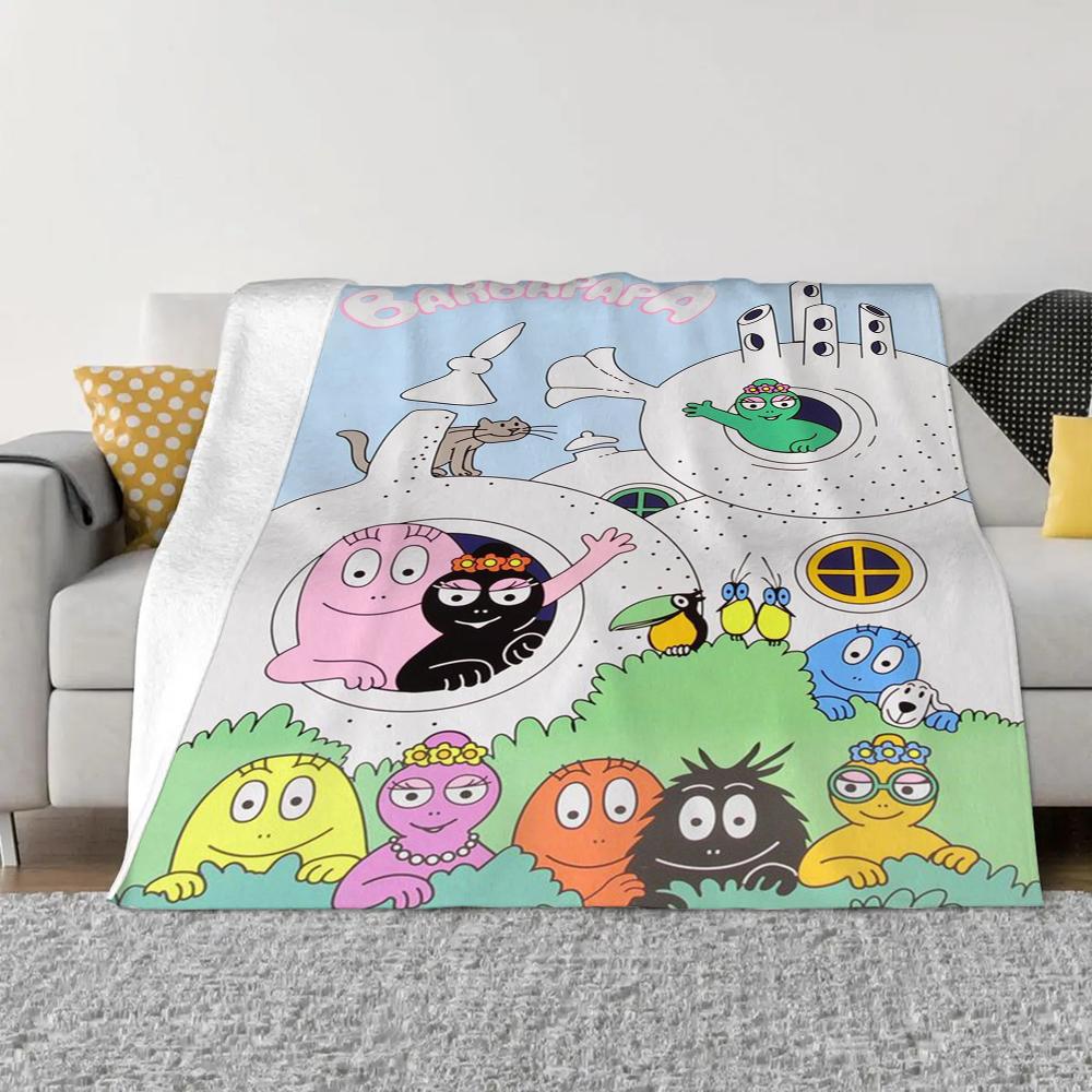 Les-Barbapapa Throw Blanket King Size Fluffy Plaid Throws Blankets for Sofa Luxury Bedding Beach Towel Home and Decoration Knee