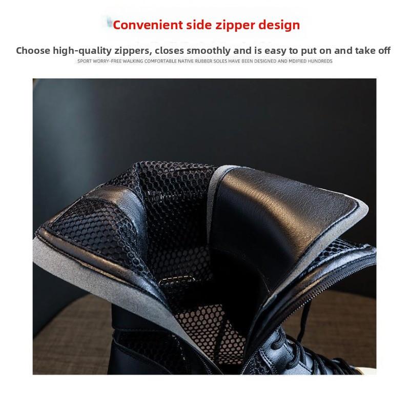 Summer Boots for Women Fashion High Top Casual Platform Boots Breathable Hollow Out Mesh Boots for Women Mid-Calf Botas Sneakers