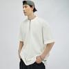 Men's Gray Waffle Knit Half Zip Short Sleeve T-Shirt Casual Streetwear Top
