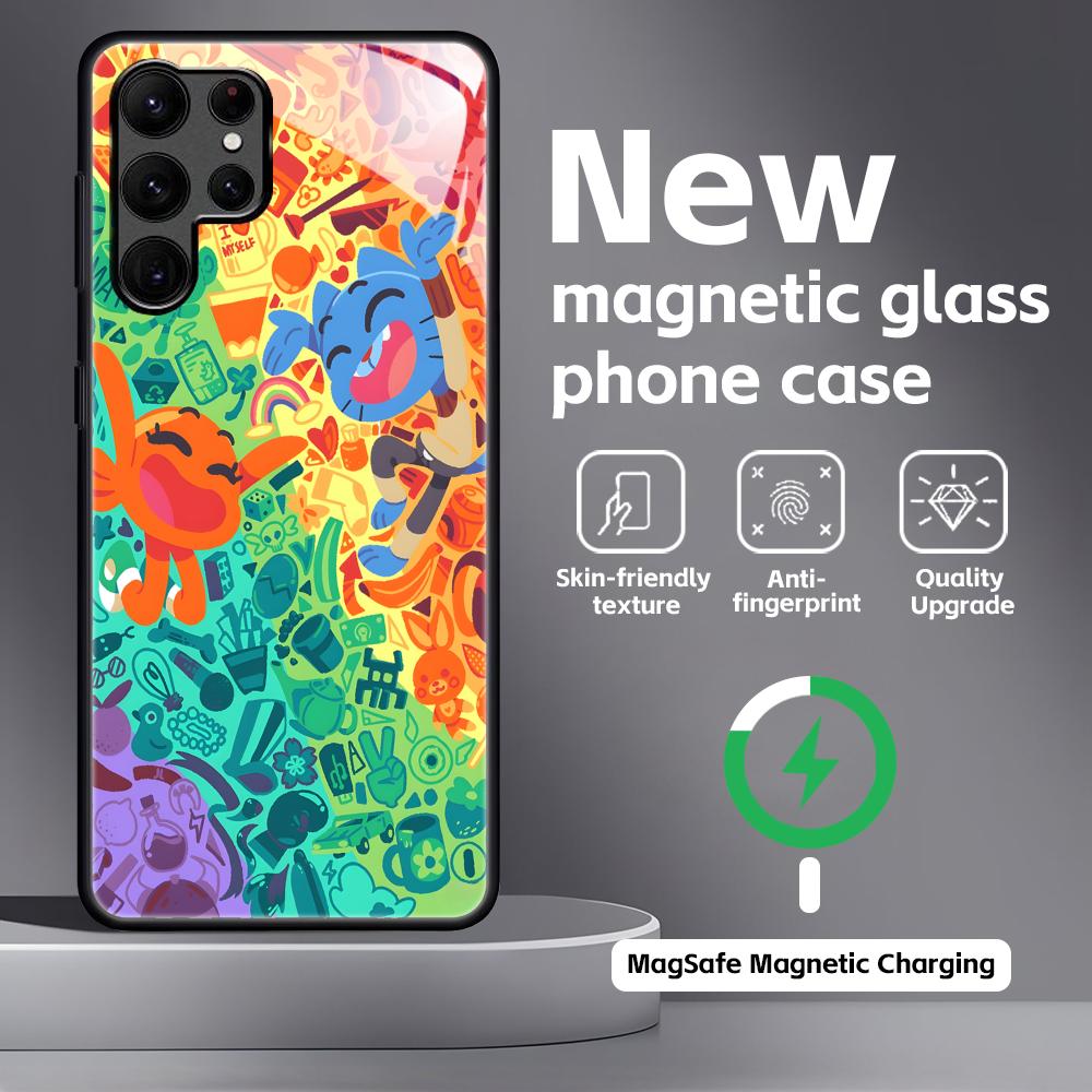 The Amazing World of Gumball  Phone Case For Samsung S25 S24 S23 S22 S21 S20 Plus Ultra Note20 Glass Magnetic Case