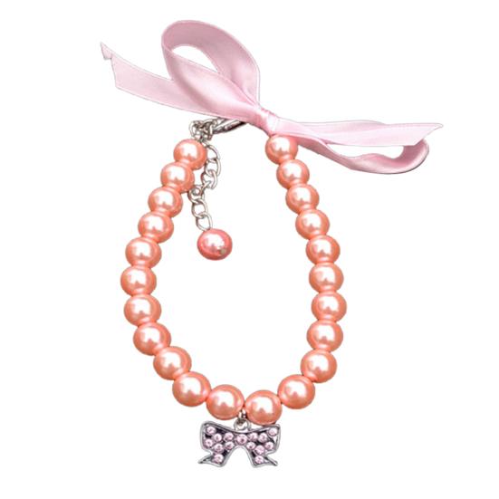 Pet Dog Collar Inlaid Rhinestone Bow-knot Pendant Dress-up Adjustable Fashion Dog Kitten